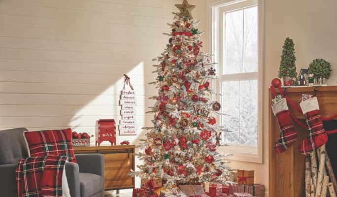 CANVAS Glisten flocked tree, 7.5-ft