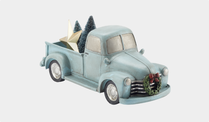 Camion bleu Noël en campagne CANVAS