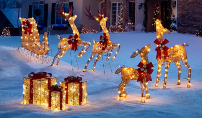  CANVAS Golden Charm Collection displayed on a snowy front lawn.