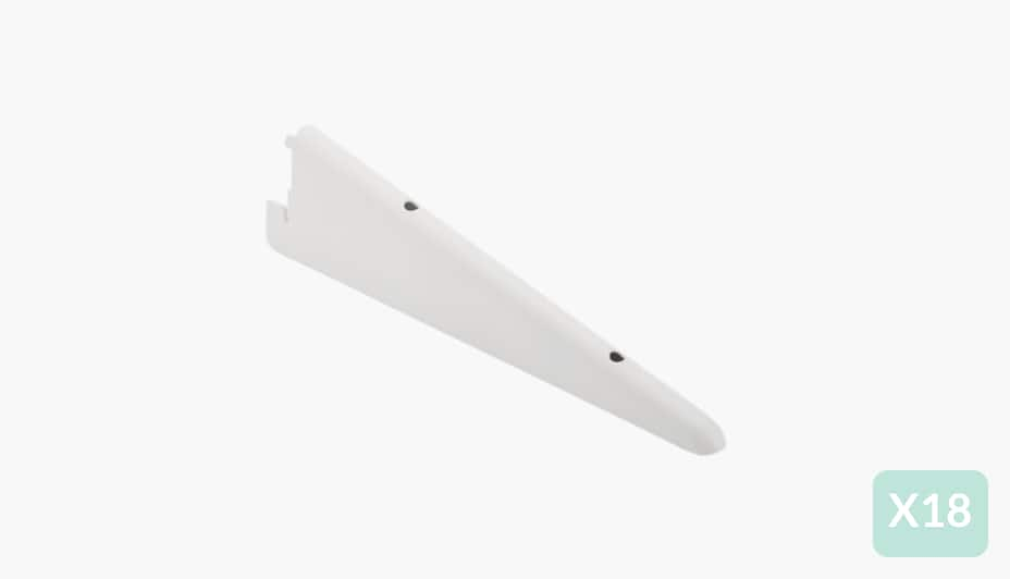 type A Double Track S-32 Shelf Bracket, White, 11-in