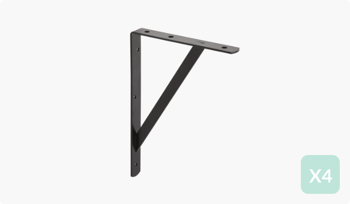 type A Heavy-Duty Shelf Bracket, Black, 11 x 16-in