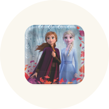 Paper plate with Anna and Elsa print