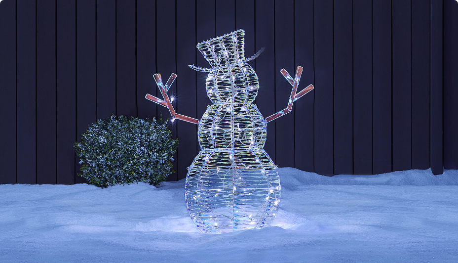 Iridescent snowman, 4-ft