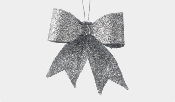 CANVAS Silver glitter bow ornament