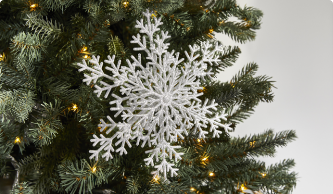 Silver large glitter snowflake ornament