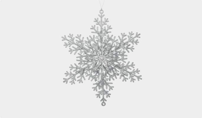 CANVAS Silver large glitter snowflake ornament