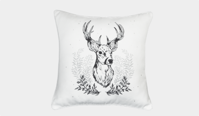 CANVAS Silver stag head cushion