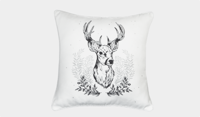 Coussin avec forme de tête de cerf CANVAS Collection argentée