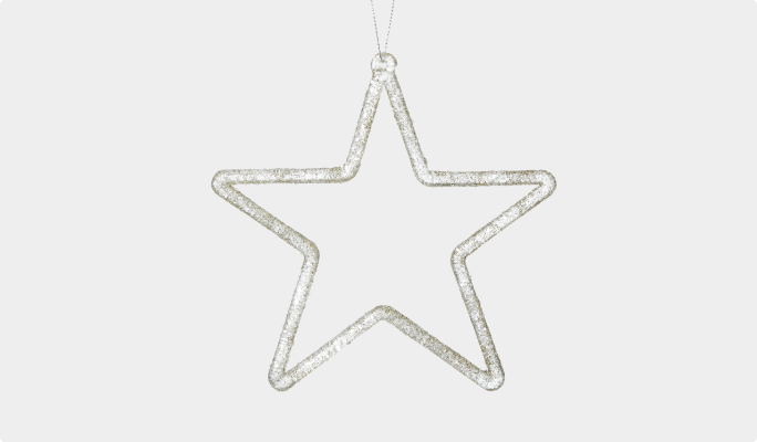 CANVAS Silver glitter star ornament