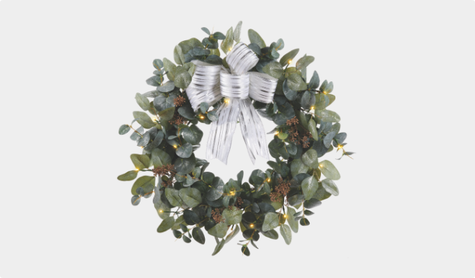 Couronne d’eucalyptus CANVAS Collection argentée, 24 po