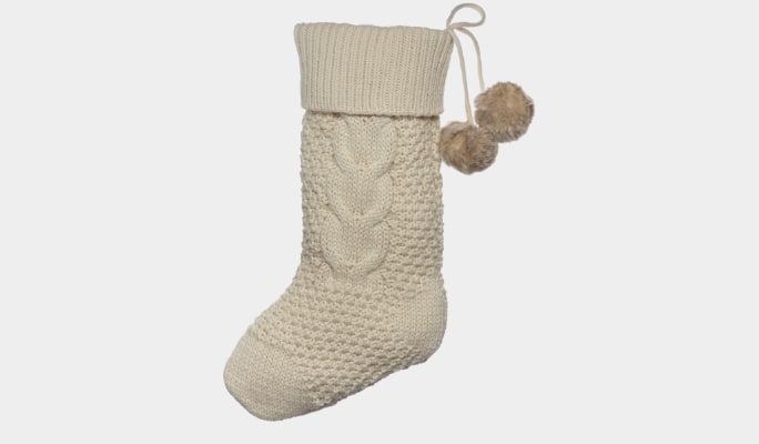 CANVAS White oat cable knit stocking 