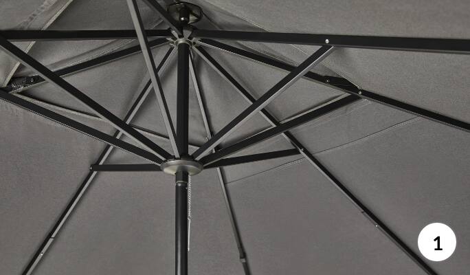 Umbrella style canopy for easy take down. 