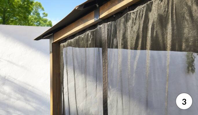 Bug netting on the gazebo.   