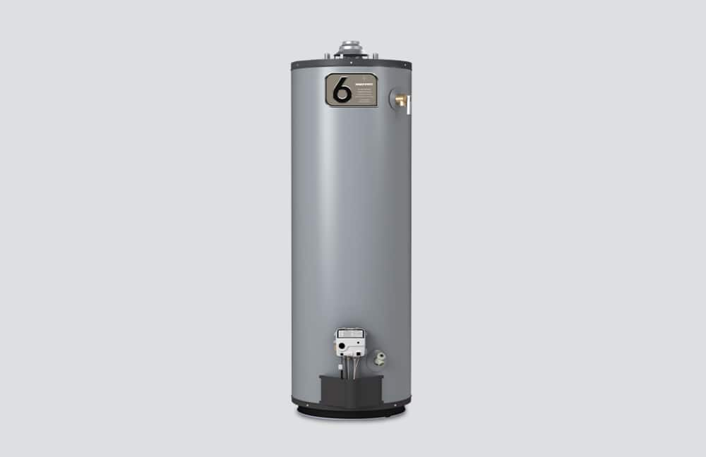 A Moffat G640S40N-AV 40,000-BTU 151-L Conventional Gas Water Heater.