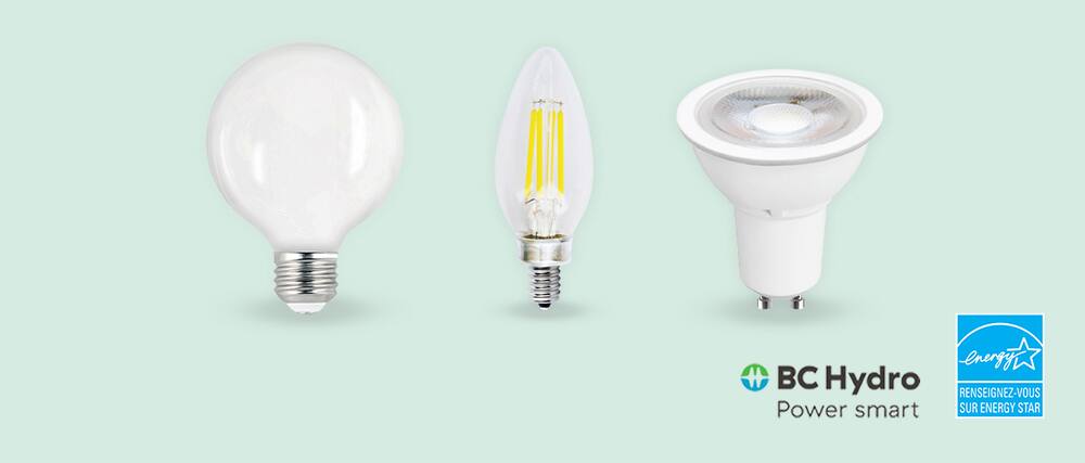 Trois modèles différents d'ampoules à DEL écoénergétiques.