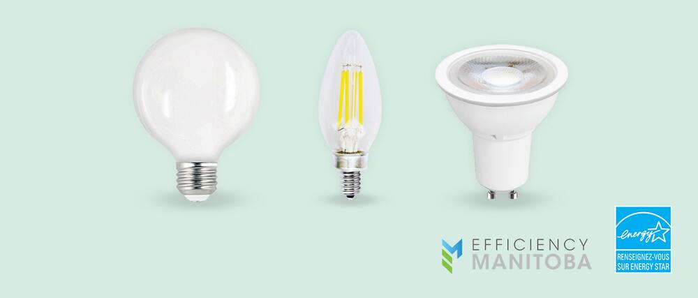 Trois modèles différents d'ampoules à DEL écoénergétiques.