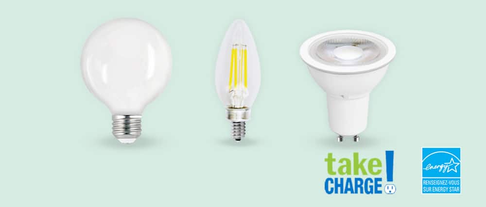 Trois modèles différents d'ampoules à DEL écoénergétiques.