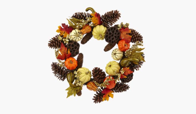 For Living Pinecone and Pumpkin Wreath