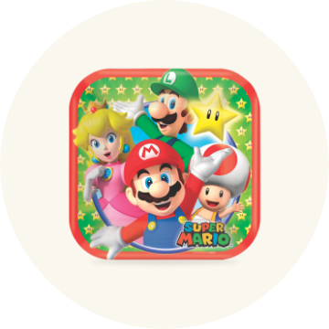 Paper plate with Super Mario characters print