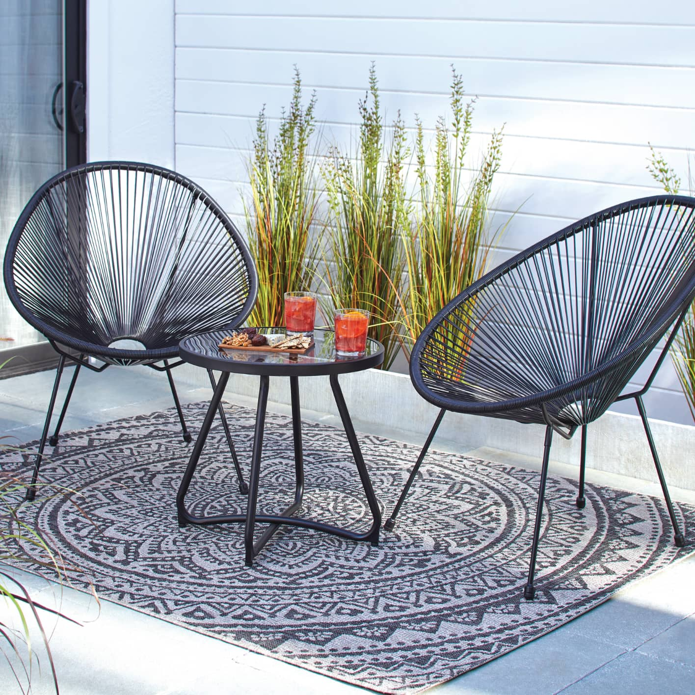 CANVAS ACAPULCO CHAIR SET, BLACK