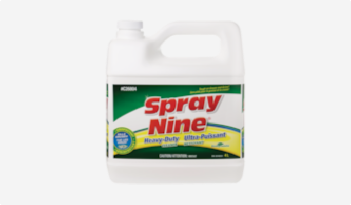 Un bidon de 4 L du nettoyant Spray Nine à service intensif.