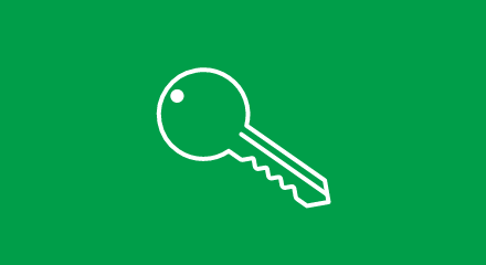 Un dessin au trait d’une clé sur un fond vert.