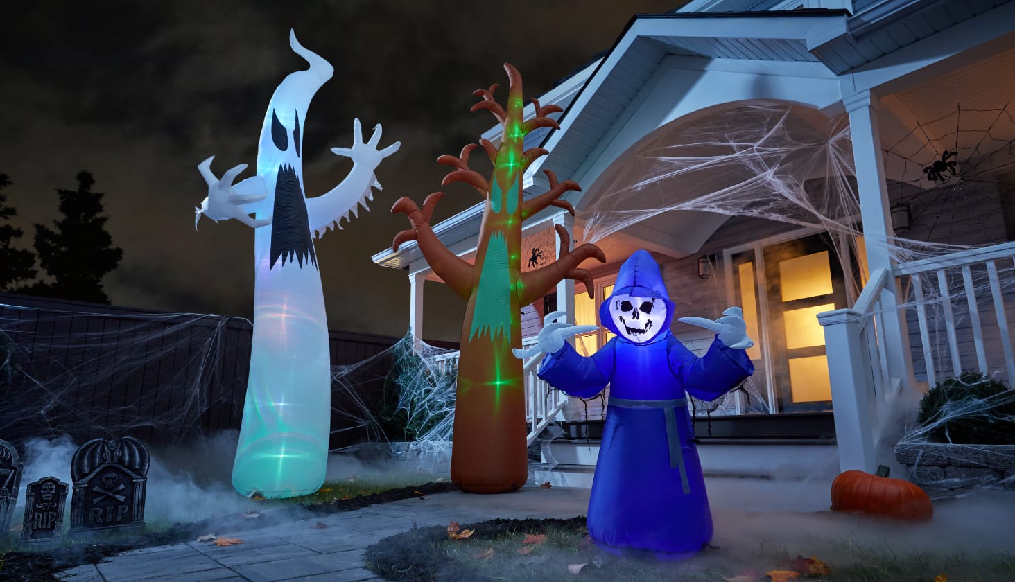 Inflatable Spooky Tree Airblown Purple Reaper Inflatable Ghost