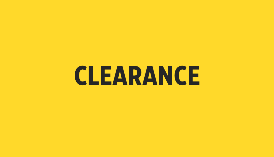 Clearance banner on a yellow background