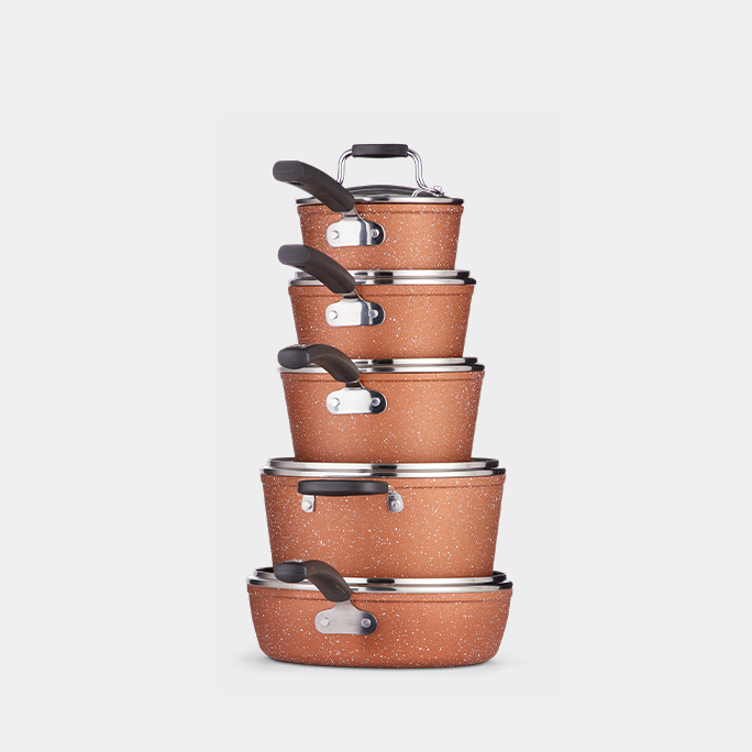 Rock Essentials 10-Pc Non-Stick Cookset in copper