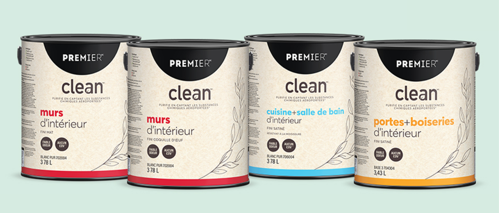 Three cans of Premier Clean paint
