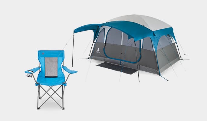 Klondike Cabin Tent with Canopy, 6-Person  Outbound Folding Chair