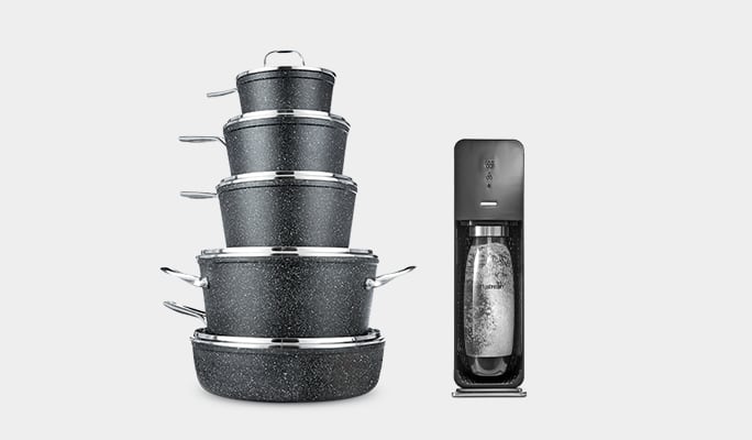 Heritage Rock Forged cookware set, 10-piece  Machine à eau pétillante Sodastream Source, Black