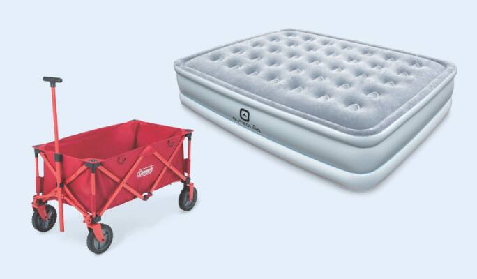 Outbound Double High Queen Airbed with Pump  Coleman 4-in-1 Wagon
