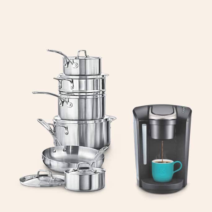 Keurig K-Select Single Serve Coffee Maker, Black  Lagostina Commercial Clad 12-piece cookware set