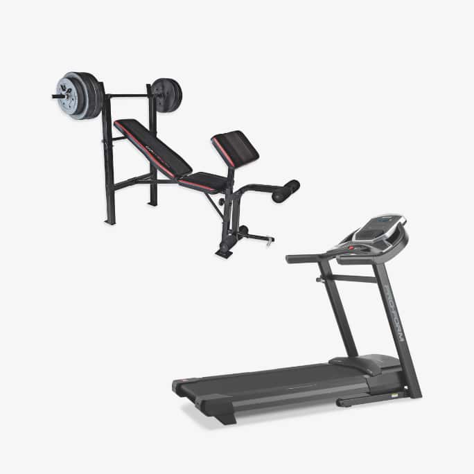 ProForm Sport 5.5 Folding Treadmill   Cap Barbell Adjustable Weight Bench