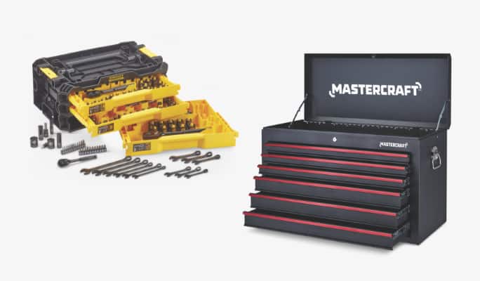 Mastercraft Rolling Tools Storage Cabinet  Stanley Professional Grade Black Chrome Socket Set, 236-pc