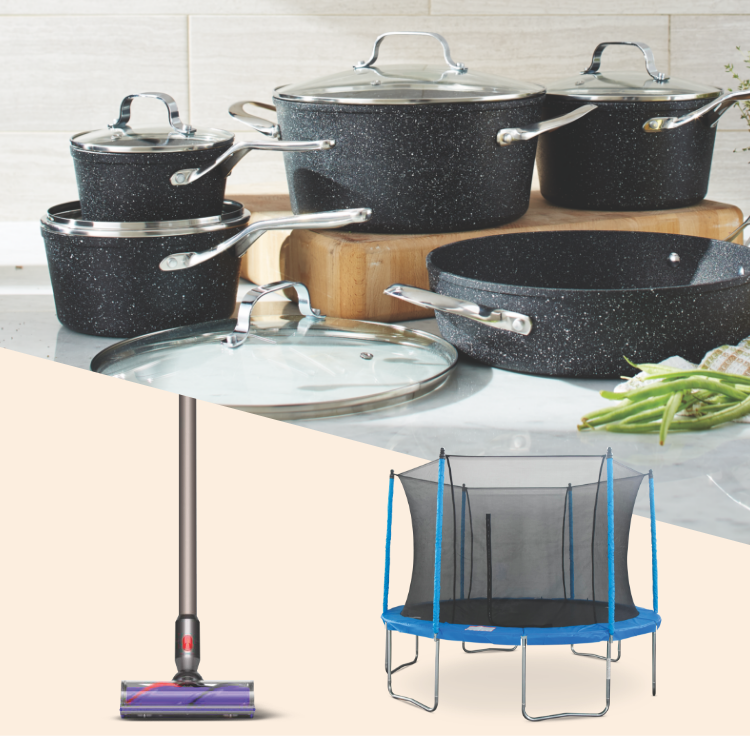 JumpTek Outdoor Round Trampoline  Dyson V8 Animal Cordless Stick Vacuum   Heritage The Rock Forged Non-Stick Cookware Set