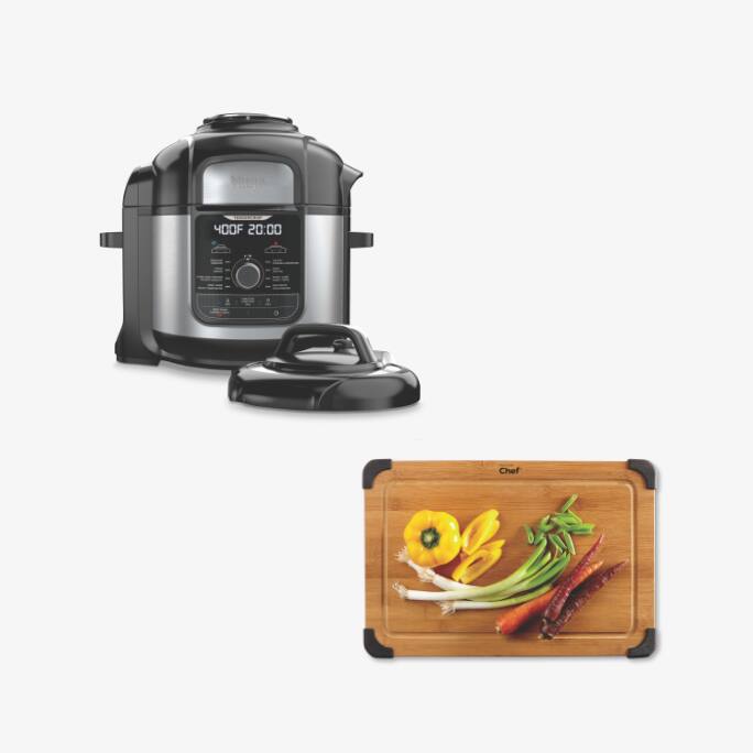 Ninja Foodi Deluxe Pressure Cooker & Air Fryer  Vida by Paderno Bamboo Cutting Board