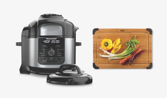 Ninja Foodi Deluxe Pressure Cooker & Air Fryer  Vida by Paderno Bamboo Cutting Board
