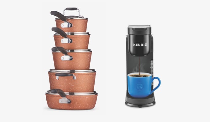 Heritage The Rock Copper Essentials Cookware Set  Keurig K-Express Single Serve Coffee Maker