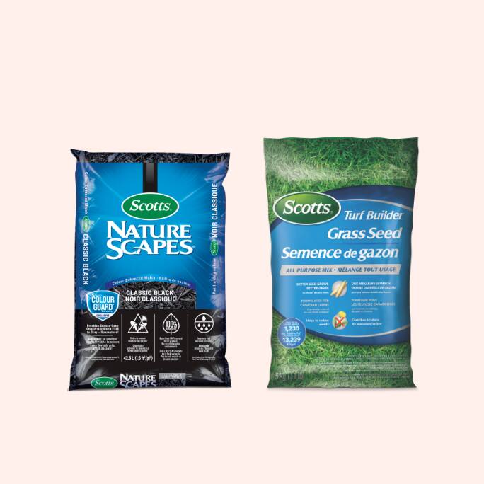Scotts Nature Scapes Colour Enhanced Mulch  Scotts Turf Builder All Purpose Grass Seed Mix