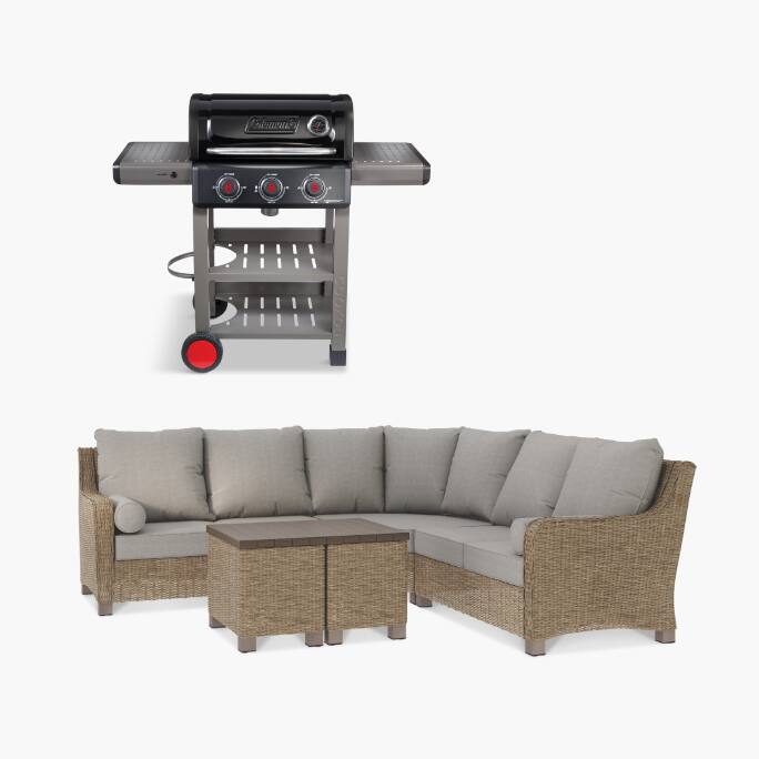 Coleman Cookout 3-Burner Gas BBQ   CANVAS Moraine Outdoor Sectional Set