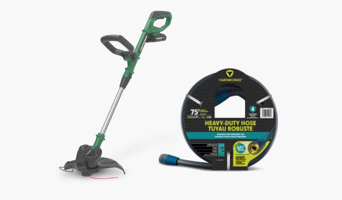 Yardworks Dry Seal Heavy Duty Garden Hose  Certified 20V Cordless Line Grass Trimmer