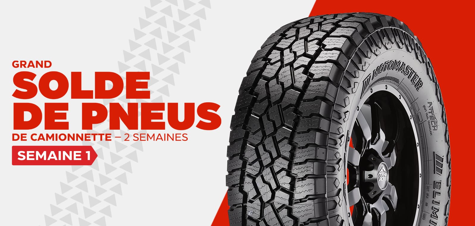 Un pneu tout terrain MotoMaster Eliminator X-Trail.