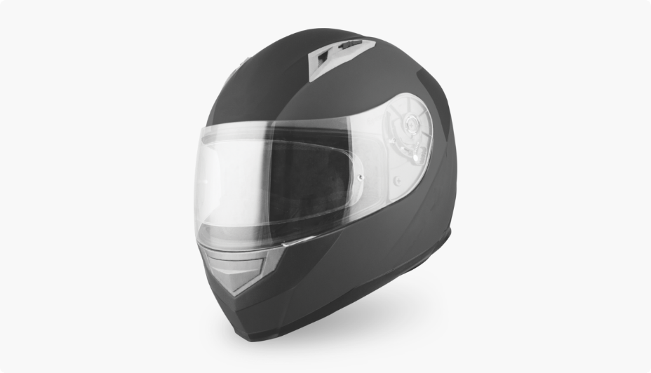 A black VCAN Street Flat Full-Face Motorcycle Helmet.