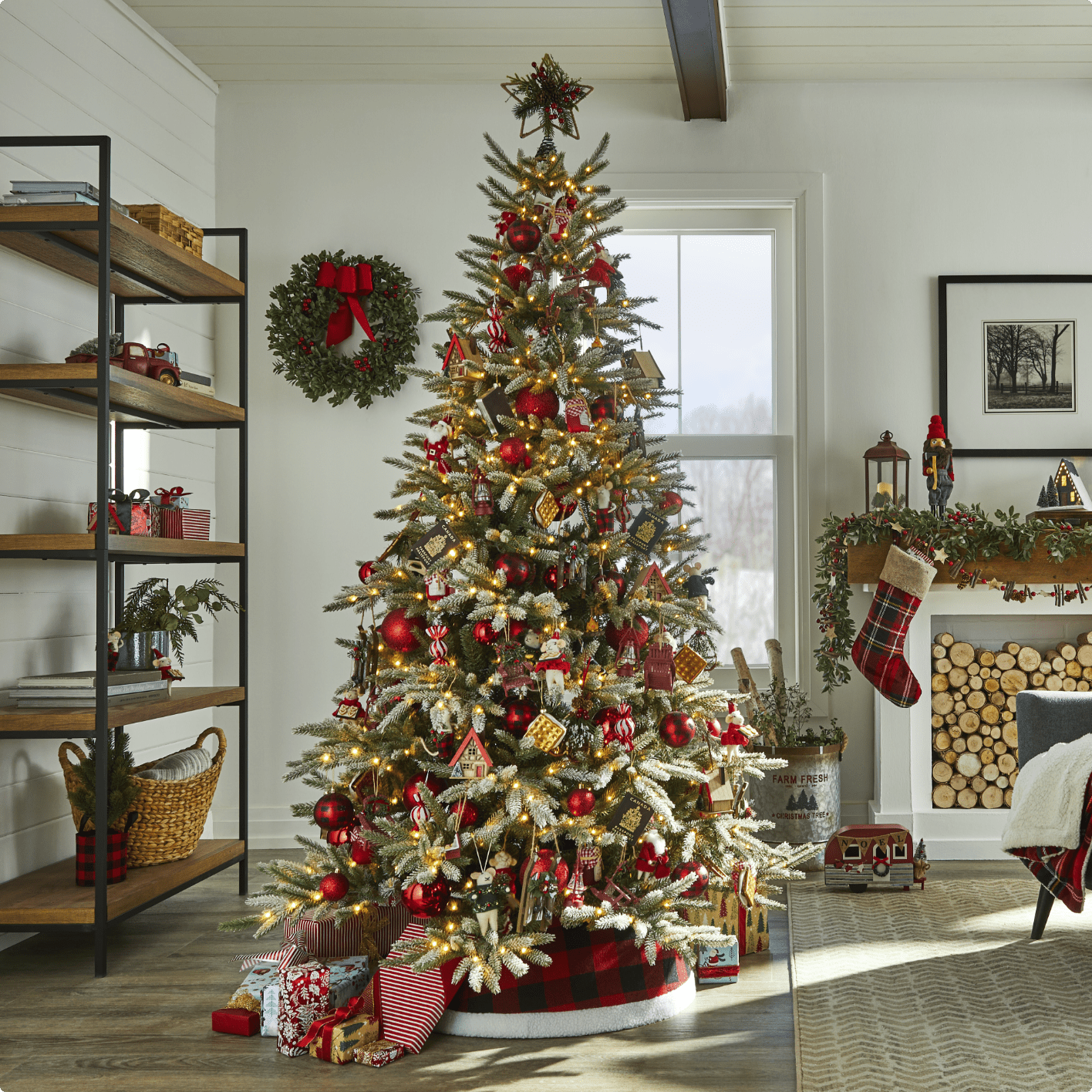 Christmas tree decorated with CANVAS Camp Christmas ornaments 