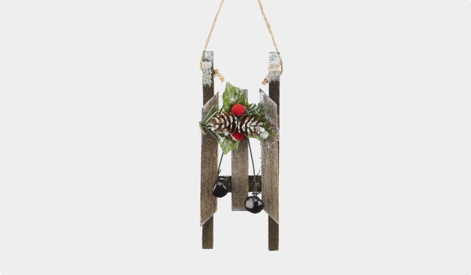 CANVAS Wooden Sled Tree Ornament