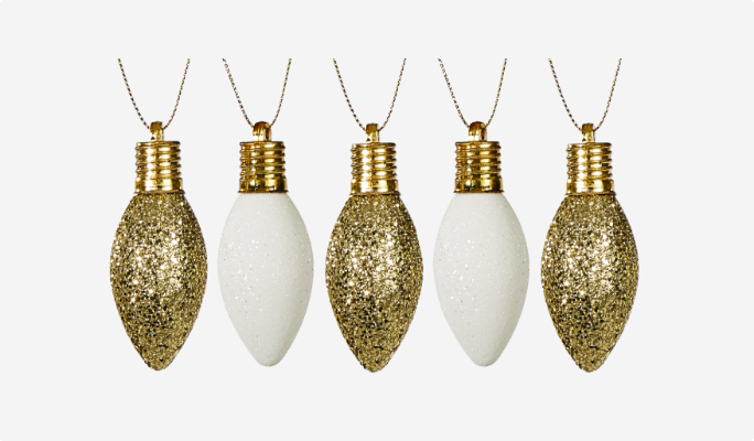 CANVAS Lightbulb Ornaments, 5-pk