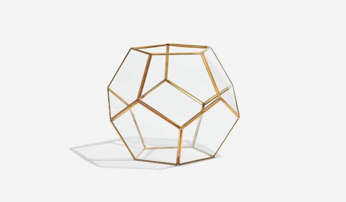Cube pentagone en verre avec bordure dorée CANVAS, 11 po
