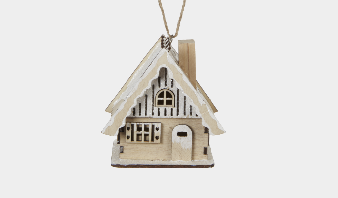 CANVAS Glittering Wooden House Ornament 